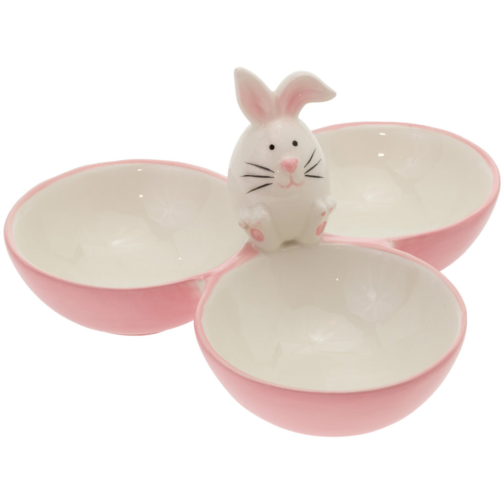 White and Pink Silly Bunny Rabbit Bowl