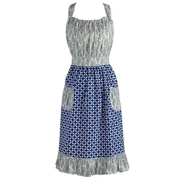 Blue and White Mixed Vintage Apron - SoMag2