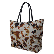 Load image into Gallery viewer, Large Cow Print Shoulder Travel Tote
