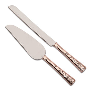 Galaxy Rose-tone Knife and Server Set with Stainless Steel Blades