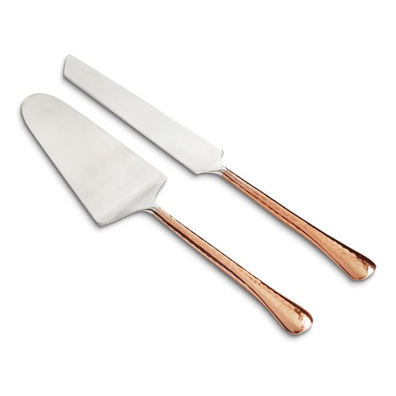 Hammered Copper-tone 11 inch Cake Server Set with Stainless Steel Blades