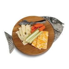 Load image into Gallery viewer, Wooden and Silver Fish Cheese Board - The Southern Magnolia Too
