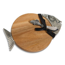 Load image into Gallery viewer, Wooden and Silver Fish Cheese Board - The Southern Magnolia Too
