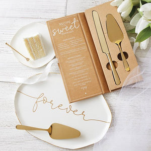 Gold-tone Stainless Steel LET THEM EAT WEDDING CAKE Boxed Server Set