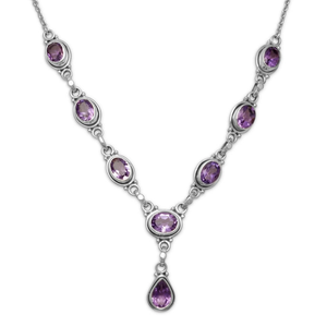 Extension Oval and Pear Shape Amethyst Necklace - The Southern Magnolia Too