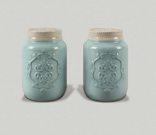 Load image into Gallery viewer, Light Blue Ceramic Jar Salt and Pepper Shaker Set - the-southern-magnolia-too