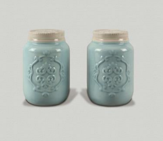 Light Blue Ceramic Jar Salt and Pepper Shaker Set - the-southern-magnolia-too