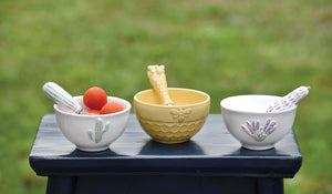 Yellow Honeycomb Dip Bowl and Spreader Set - The Southern Magnolia Too