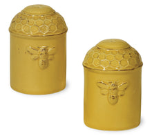 Load image into Gallery viewer, Yellow Ceramic Bee Honeycomb Salt and Pepper Set - The Southern Magnolia Too