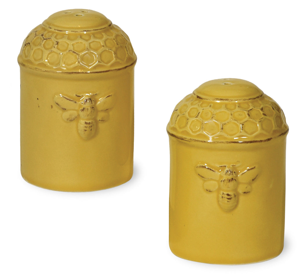 Yellow Ceramic Bee Honeycomb Salt and Pepper Set - The Southern Magnolia Too