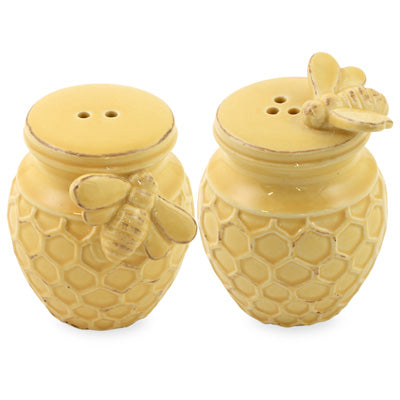 Yellow Ceramic Bee Honeycomb Salt and Pepper Set - The Southern Magnolia Too