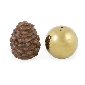 Pine Cone and Bell Ceramic Salt and Pepper Shaker Set - The Southern Magnolia Too