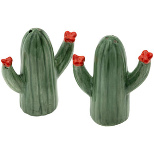 Green Cactus Ceramic Salt and Pepper Shaker Set