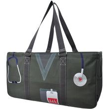 Load image into Gallery viewer, Moss Green Scrub Organizer Tote - The Southern Magnolia Too