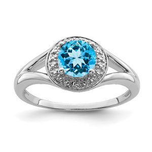 Sterling Silver Gemstone & Diamond Ring