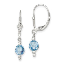 Load image into Gallery viewer, Sterling Silver Blue Swarovski Crystal Leverback Earrings - SoMag2