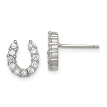 Load image into Gallery viewer, Sterling Silver CZ Horseshoe Post Earrings