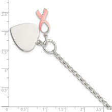 Load image into Gallery viewer, Silver Engravable Heart Pink Ribbon Bracelet - SoMag2