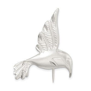 Sterling Silver Satin Finish Diamond Cut Hummingbird Pin - SoMag2