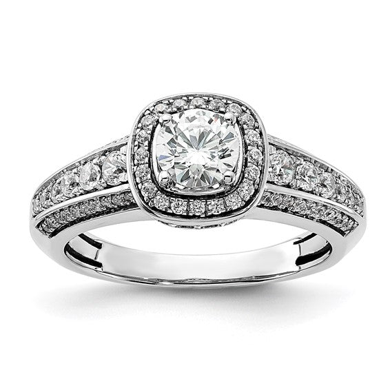 White Gold Diamond Solitaire Halo Engagement Ring - SoMag2
