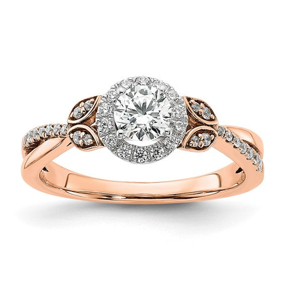 Rose Pink Gold Round Halo Diamond Engagement Ring - SoMag2