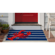 Load image into Gallery viewer, Liora Manne Frontporch Lobster on Stripes Indoor/Outdoor Rug Navy - SoMag2
