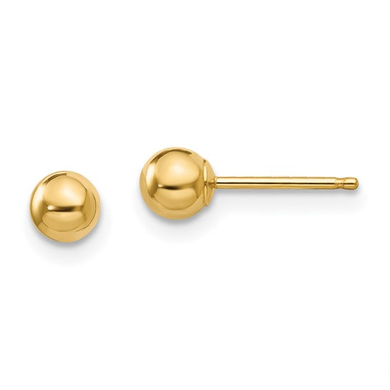 Gold 4 mm Ball 14k Stud Earrings