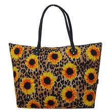 Load image into Gallery viewer, Large Leopard Sunflower Shoulder Travel Tote