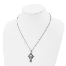 Load image into Gallery viewer, Chisel Stainless Steel Claddagh Cross Pendant Cable Chain Necklace