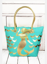 Load image into Gallery viewer, Large Metallic Gold Mermaid Shoulder Beach Tote - SoMag2