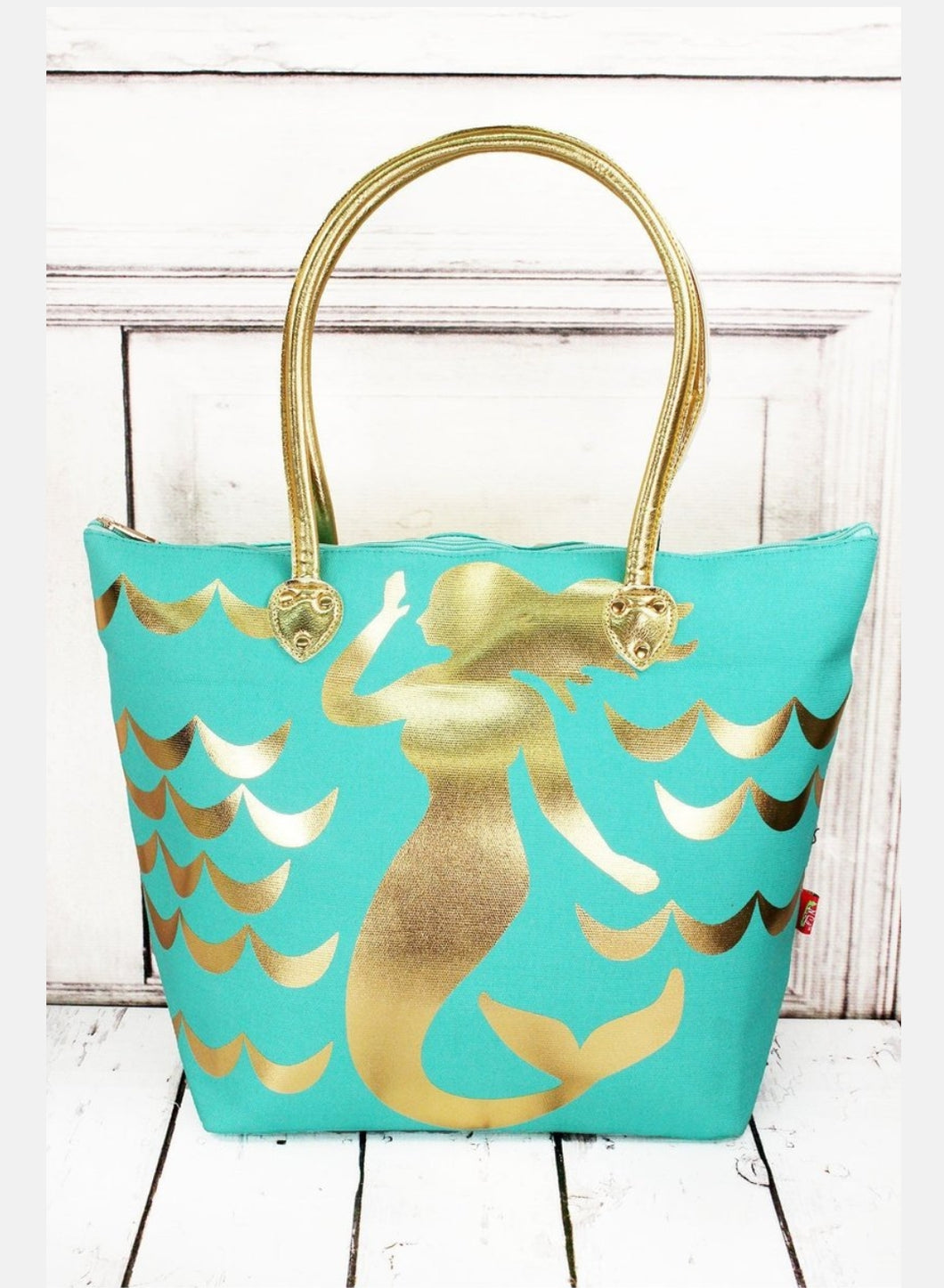 Large Metallic Gold Mermaid Shoulder Beach Tote - SoMag2