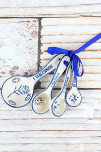Madrid Blue Floral Ceramic Measuring Spoon Set - SoMag2