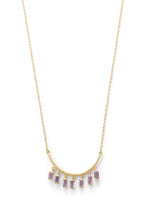 Load image into Gallery viewer, Curved Bar Amethyst Drop Necklace - SoMag2