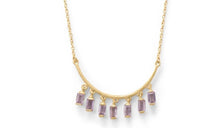 Load image into Gallery viewer, Curved Bar Amethyst Drop Necklace - SoMag2