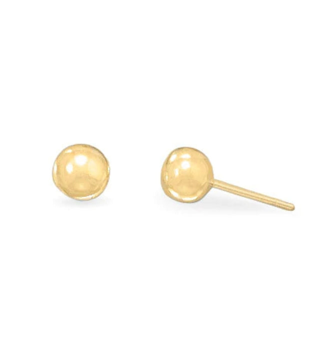 Gold Plated 6mm Ball Stud Earrings - The Southern Magnolia Too