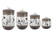 Load image into Gallery viewer, Birds Ceramic Coffee Tea Sugar Flour Canister Set