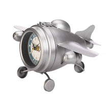 Load image into Gallery viewer, Retro Silver Aviation Club Airplane Desk Clock