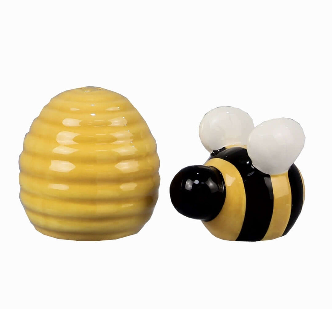 Bee and Hive Ceramic Salt and Pepper Shaker Set