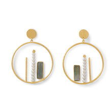 Load image into Gallery viewer, Gold Plated Brass Labradorite and Cultured Freshwater Pearl Fashion Earrings - SoMag2