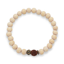 Load image into Gallery viewer, White Wood Bead Stretch Fashion Bracelet - SoMag2