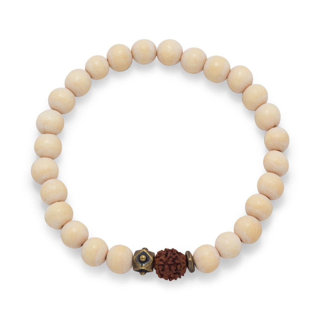 White Wood Bead Stretch Fashion Bracelet - SoMag2