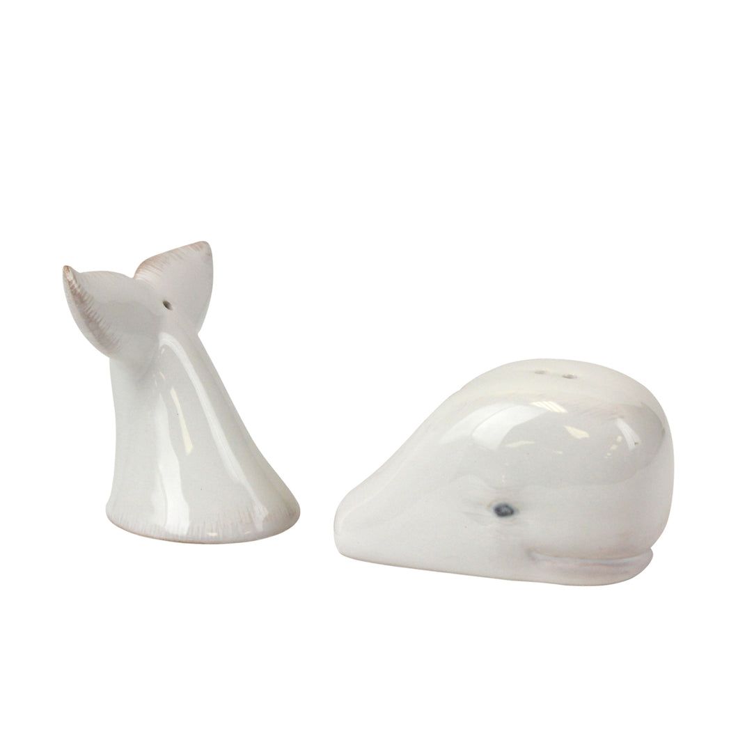 Ceramic Nautical Swimming Whale Salt and Pepper Shaker Set - SoMag2