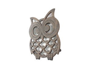 Rustic Copper Tone Cast Aluminum Owl Trivet