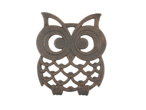Rustic Copper Tone Cast Aluminum Owl Trivet