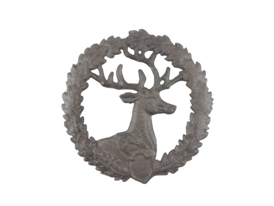 Cast Iron Deer With Wreath Trivet