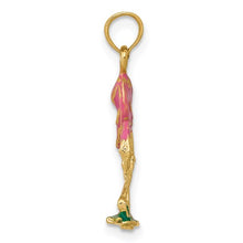 Load image into Gallery viewer, Gold Polished and Textured Flamingo Pendant - SoMag2