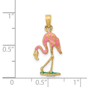 Gold Polished and Textured Flamingo Pendant - SoMag2