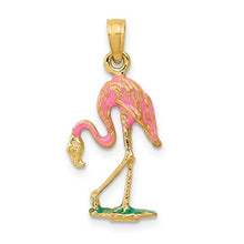 Load image into Gallery viewer, Gold Polished and Textured Flamingo Pendant - SoMag2