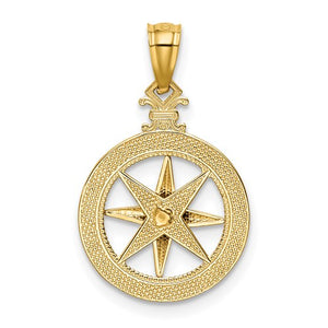 Gold Diamond-Cut Polished Compass Pendant - SoMag2