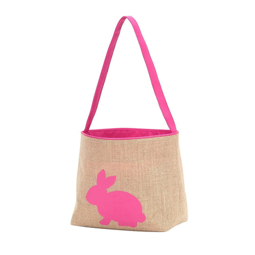 Hot Pink Burlap Bunny Bucket Easter Basket - SoMag2